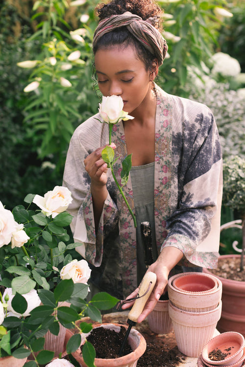 Still I Rise Boho Artisan Bamboo Kimono with Landscape Print Pixie Duster