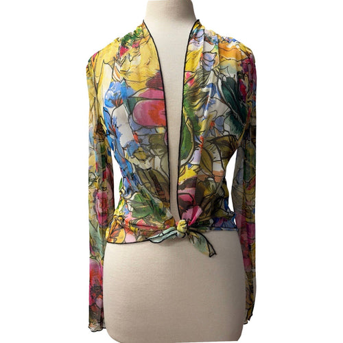 JADE Sheer Long Sleeve Print Bolero Cover-up