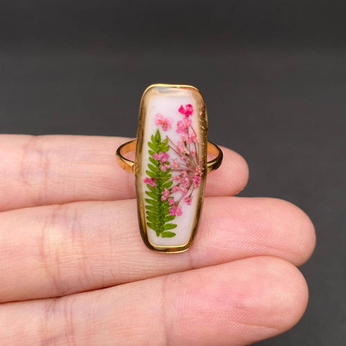 Dried Flowers Floral Square Ring - 68981