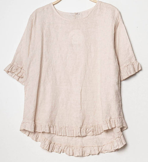 21925 Linen Ruffle Top