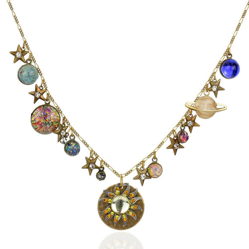 Celestial Bodies Crystal Galaxy Charm Necklace