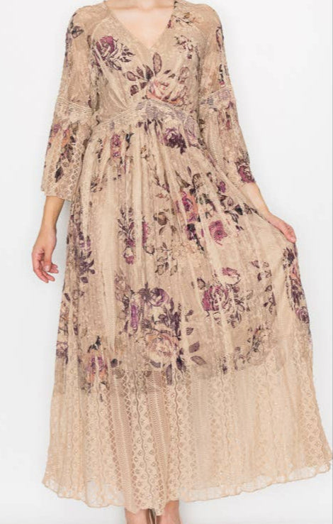 4658 Long Dress Taupe 2 Rose