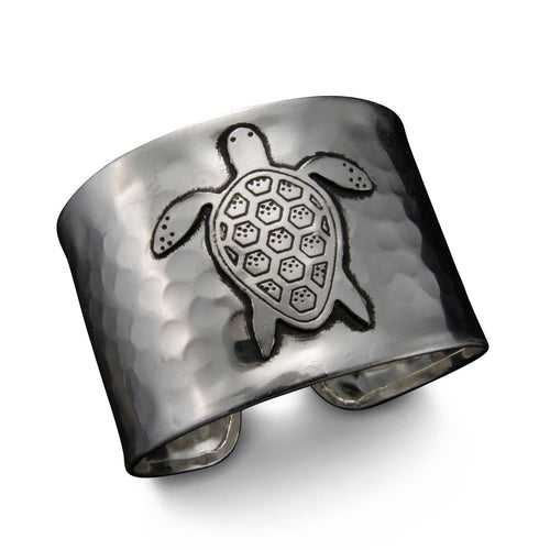 Silver Plated Adjustable Cuff Bracelet - Turtle