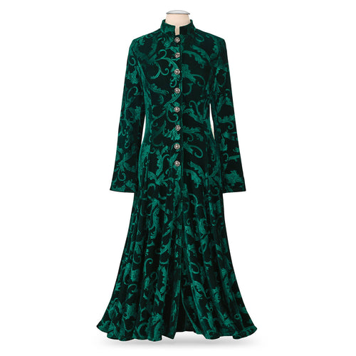 Embossed Velvet Coat Green