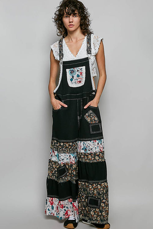 Ruffle Wide Leg Overall SMP629 - Black