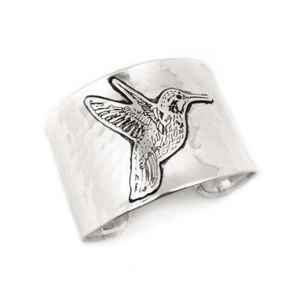 Silver Plated Adjustable Cuff Bracelet - Hummingbird 476