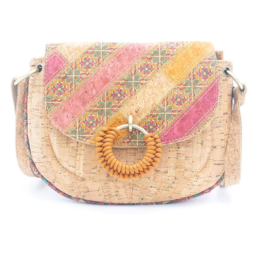 Cork Crossbody Bag with Circular Woven Ring 051 Sale