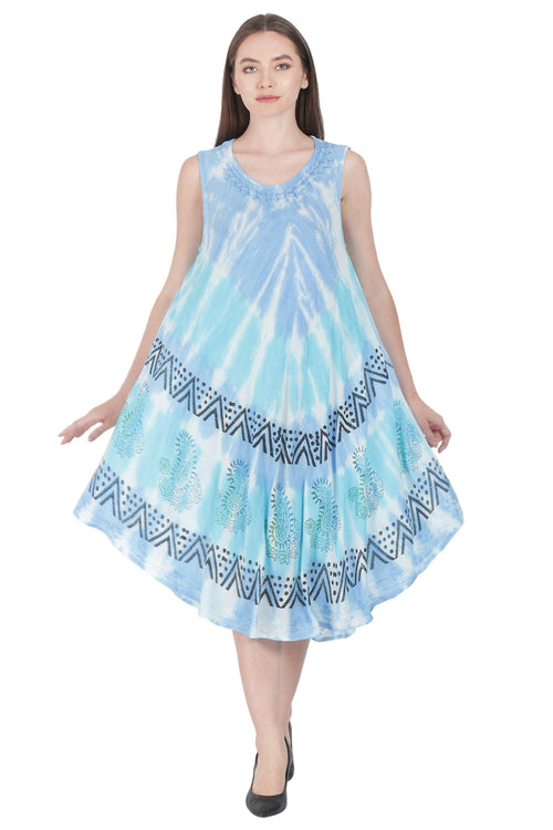 Paisley Block Print Tie Dye Dress UD48-2305