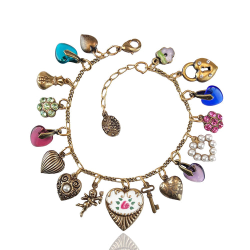 Enchanted Heart Charm Crystal Bracelet