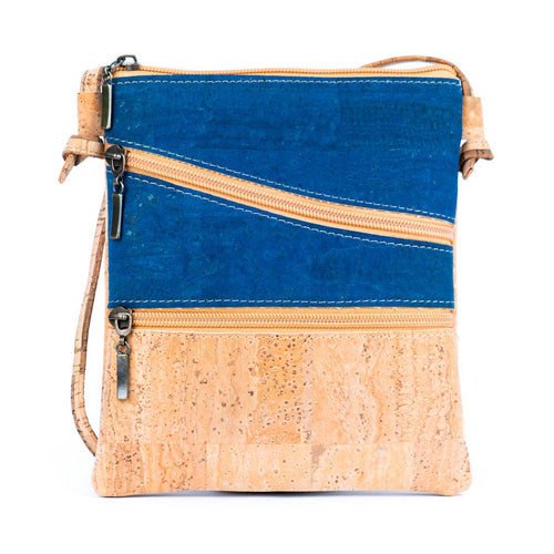 Solid Color Block Triple Zip Cork Crossbody 03