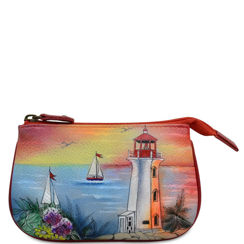 Handpainted Leather Medium Anuschka Coin Purse 1107 GDL