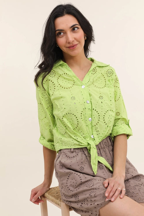 2501 Eyelet Button Up Top