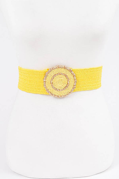 Raffia Straw Feel Elastic Belt