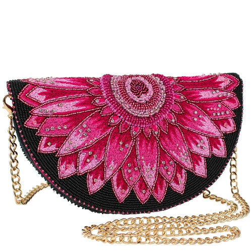 Flirty Beaded Gerbera Daisy Crossbody Clutch Handbag