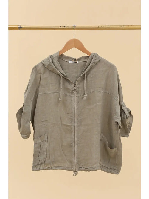 5088 100% Linen Zip Up