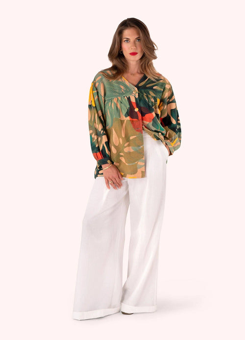 Short Cotton Jacket - Exotic Leaves