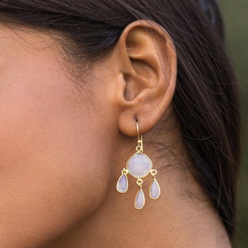 Triple Dew Drop Earrings - VER0006 White