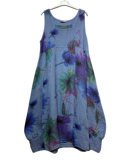 322A Linen Dress Floral Bloom