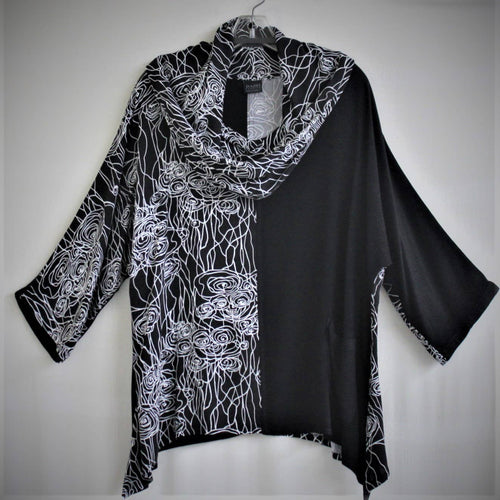 2615 ABS Combo Black Cowl Neck Combo Top - OSFM