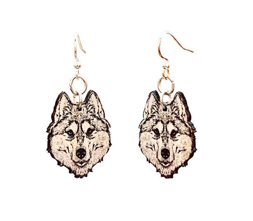 1592 Wolf Face Earrings