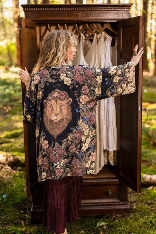 Lionheart Matinée Duster w/ florals & Narnia inspired print