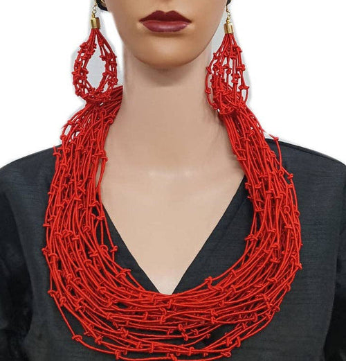 Rope Earrings in Red