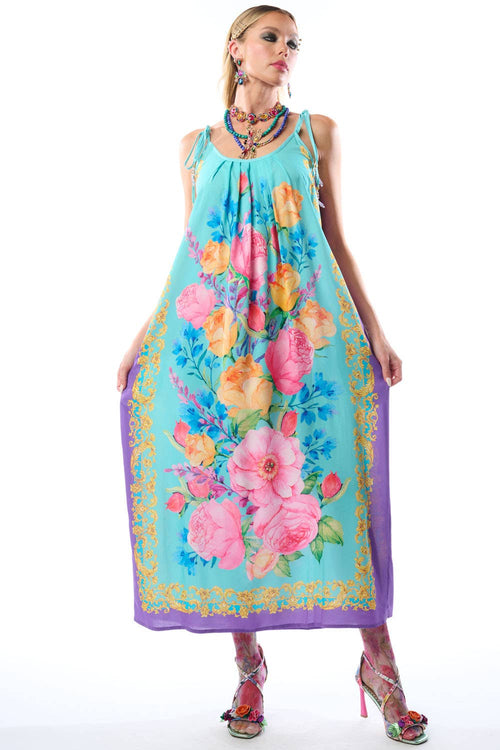 Blossom Dress - Aqua Floral | Shoulder Tie Maxi Sundress