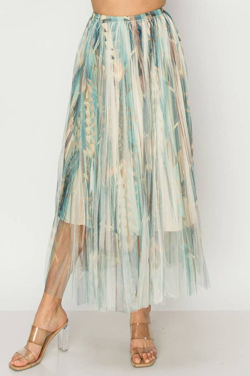 Origami Skirt Geo Beige Turquoise 610
