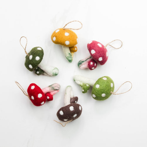 Wool Mushroom Ornaments