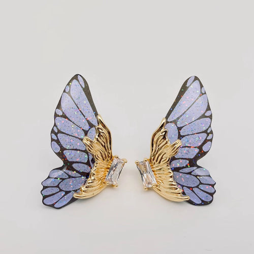 Gradient Butterfly Wing Stud Earrings