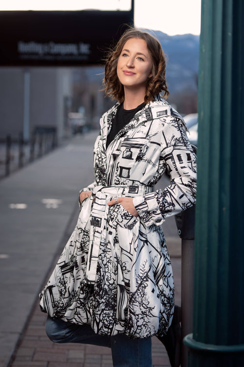 Samuel Dong 11665 Prints Bubble Coat Dress