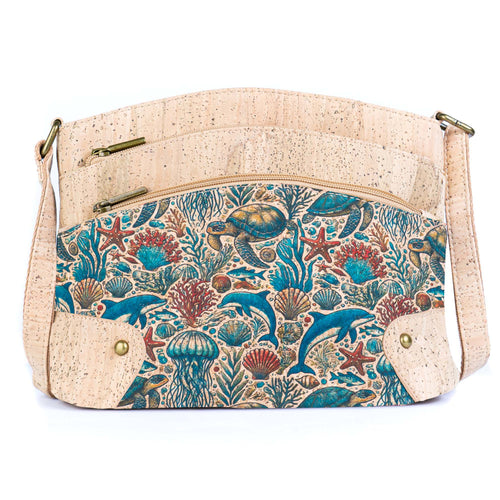 Multi-Pocket Cork Crossbody Bag with Adjustable Shoulder Strap 2394