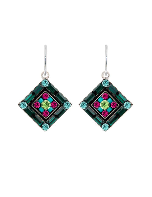 6725-EM La Dolce Vita Crystal Diagonal Earrings- Emerald