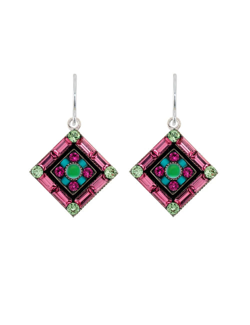 6725 - ROSE La Dolce Vita Crystal Diagonal Earrings- Rose