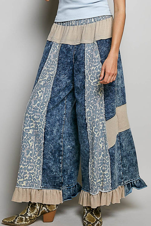 French Terry Ruffle Pants GKP65 Indigo