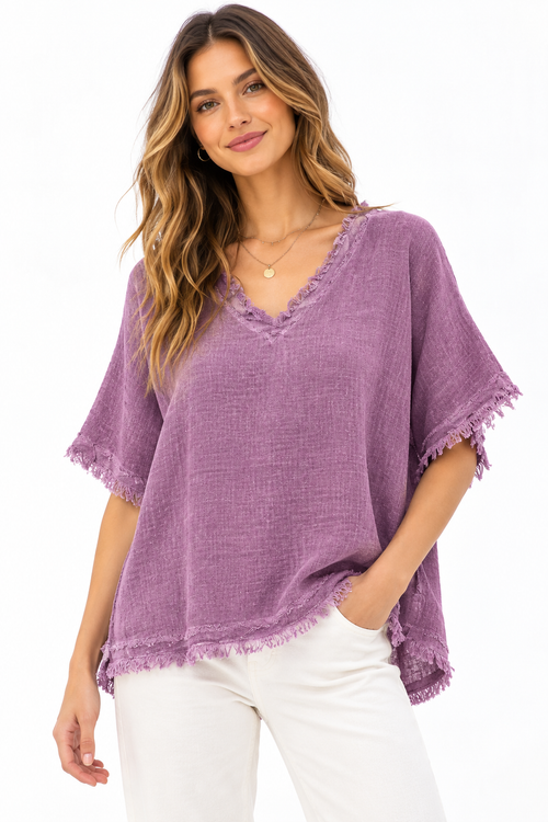 9828 Linen Cotton Blend Top