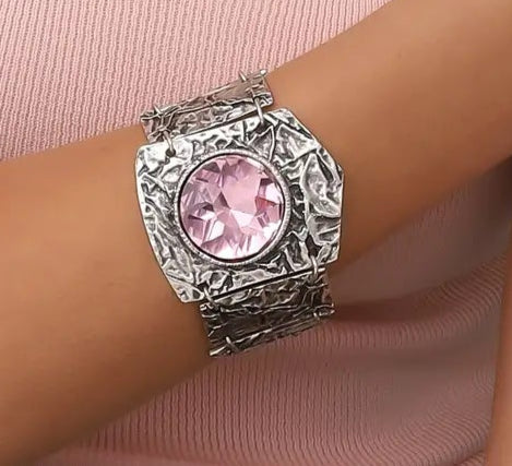 B 2337 Pink Crystal Stone Bracelet
