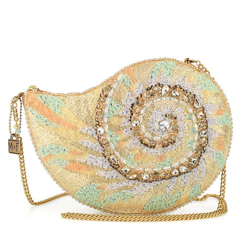 Down By the Sea Nautilus Beaded Shell Crossbody Handbag