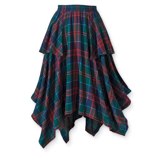 Handkerchief Hem Plaid Skirt