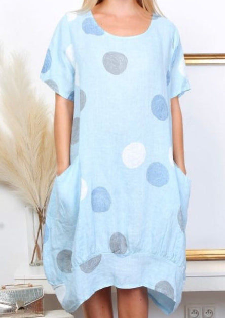 669 Circles Linen Dress with Pockets!