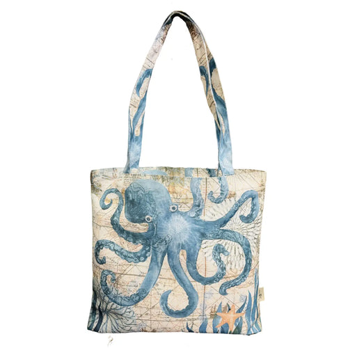 JCFB0209 Beige and Blue Octopus Luxe Shoulder Bag