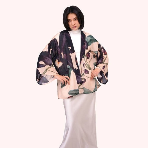 Midnight Orchid Short Kimono Jacket