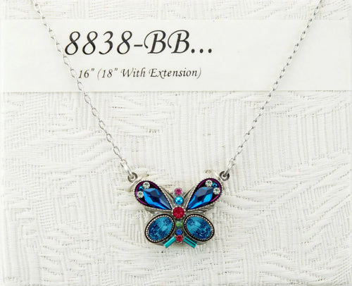 8838-BB Butterfly Fancy Necklace Bermuda Blue
