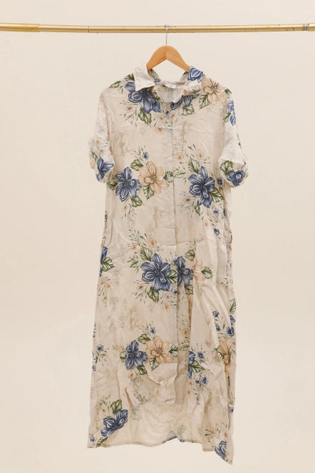 100% Floral Linen Dress 6560