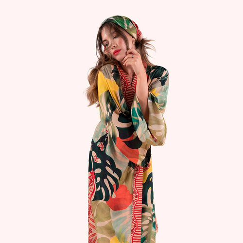 Made in Scotland! Kimono Gown - Exotic Leaves