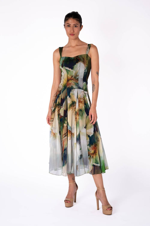 MELISSA Sleeveless Tea Length Fit N Flare Dress