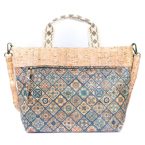 087 Cork Tote with Woven Handles