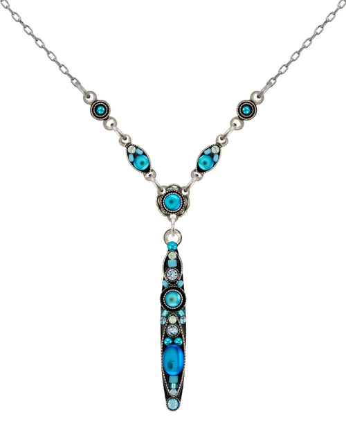 9272-LB Moonlight Linear Y Necklace-Light Blue