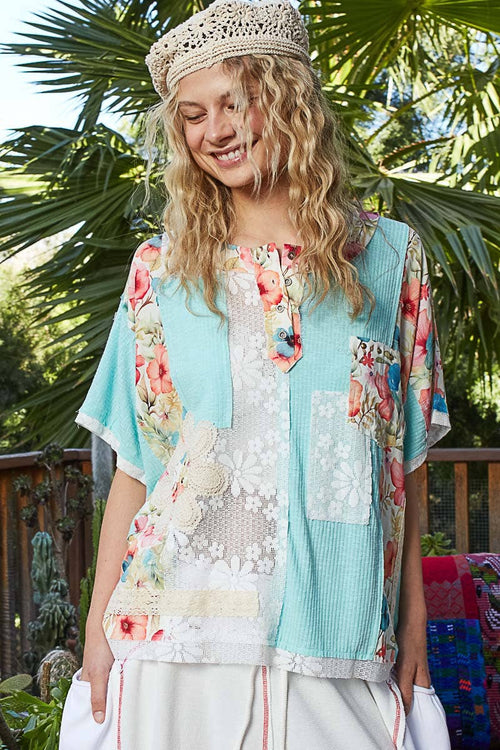 Floral Knit Rib Top YKT1394