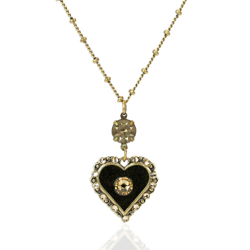 Anne Koplik Crystal Heart Charm Necklace